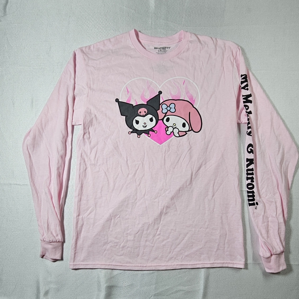 Sanrio Kuromi My Melody Pink Long Sleeve Graphic T-Shirt Womens Medium Cotton